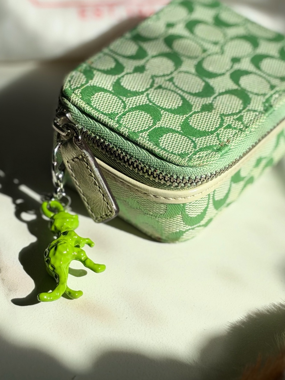 Coach Green 🍋‍🟩 Signature Mini Zip Pill Case - Picture 2 of 2